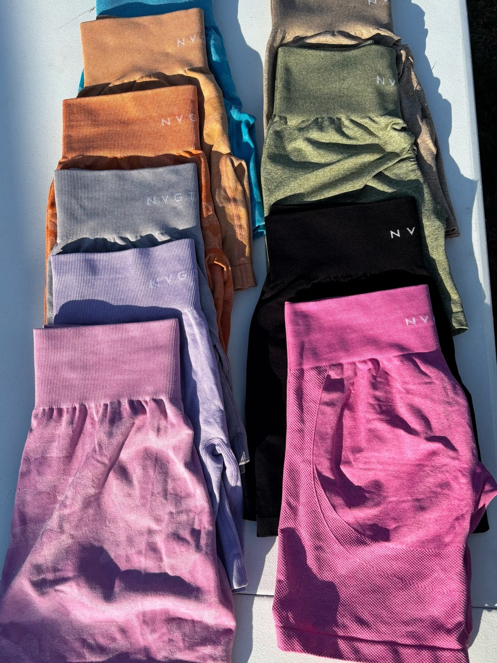 NVGTN Women’s Athletic Shorts — BUNDLE Pnk, Lavender, Black, Green, Orange, Gray